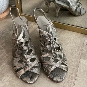 Italian snake skin gladiator heels